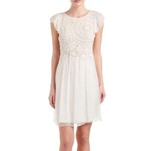 Zadig &‎ Voltaire Women’s Dress Rhuya Deluxe Cream Lace Chiffon Crochet Small